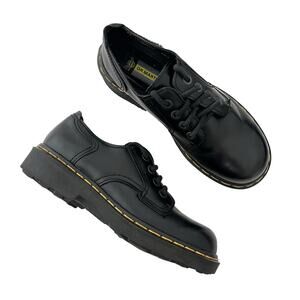 VTG Dr. Martens Leather Y2K Chunky heel lace up Shoes Made In England Black Sz 7